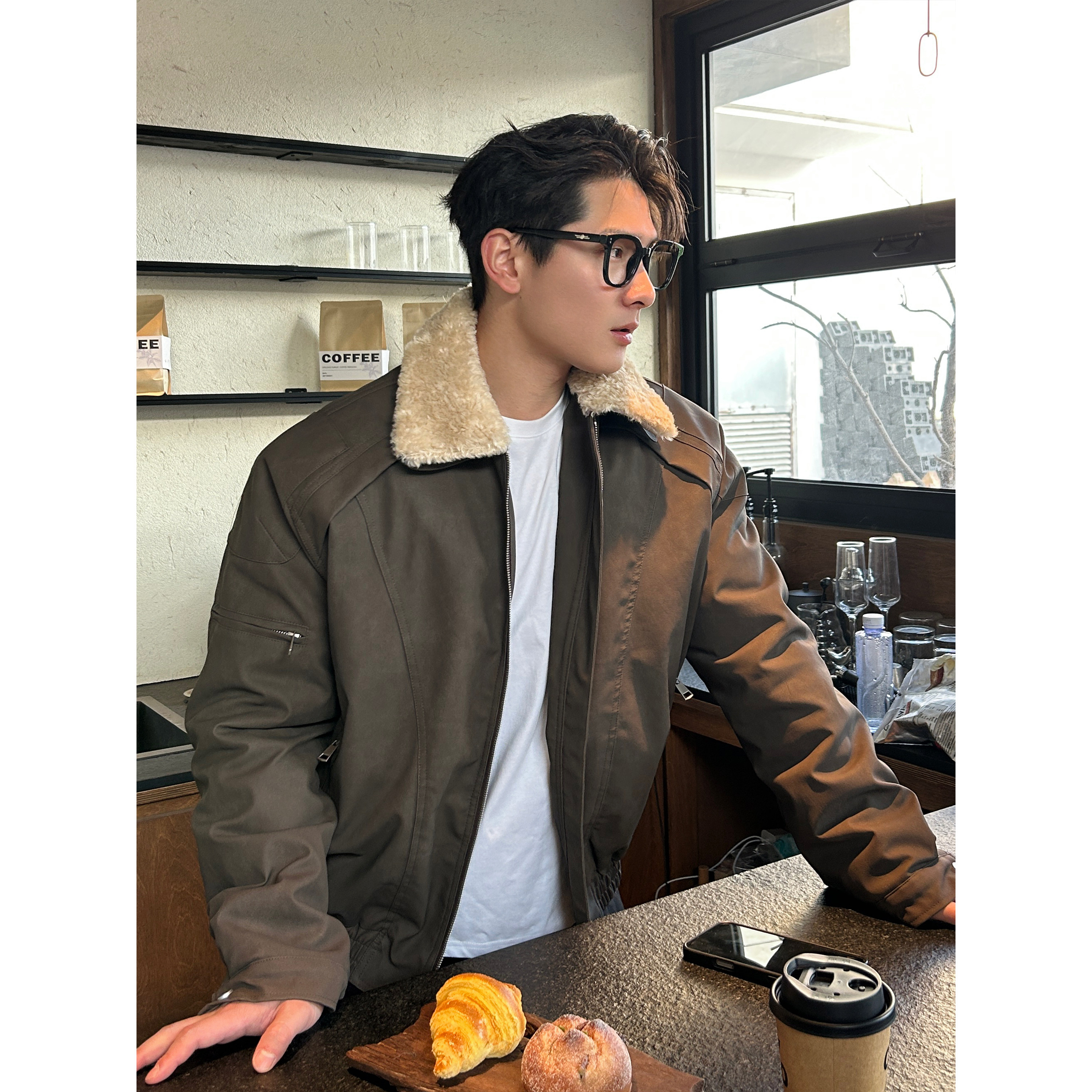 TTYM*冬季复古毛领美拉德皮衣夹克男宽松加厚保暖潮男棉服夹克,男装,棉衣,淘宝优惠券,粉丝福利购,淘宝优惠卷