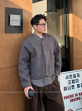 TTYM*假两件毛呢外套衬衫拼接cleanfit撞色冬季重磅男女外套潮流