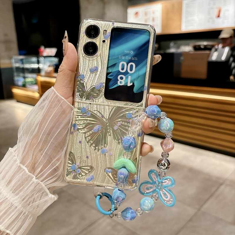 适用oppofindn3flip镭射蝴蝶手机壳find n3flip折叠屏oppo保护套oppon新款findn2filp小折叠oppofind手链女款