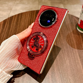 fold3新款 适用vivoxfold3手机壳xfold3折叠屏闪粉红色vivo 保护套por旋转小马vivofold3带支架vivofold3pro