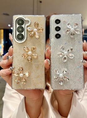 适用z三星zfold6手机壳galaxyzfold透明fpld5水钻w24闪粉金箔foid五fod外壳fold折叠屏zflod保护套galaxyfold