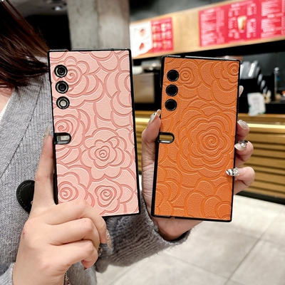 适用荣耀vpurse手机壳华为VPurs新款vpruse折叠屏保护套honorvpurse印压皮质V Purse山茶花VCA一AN00时尚男女