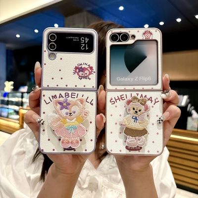 适用三星Galaxyzflip6手机壳w24zflip5新款w25Flip卡通玲娜贝儿filp5保护套zfilp4刺绣支架zlip折叠屏Z小羊皮