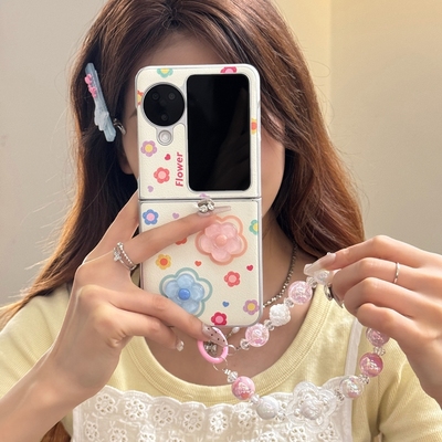 适用oppofindn3flip手机壳findn3filp秋冬立体花花oppon手链oppofandn可爱n3小折叠屏oppo女find新款oppofind