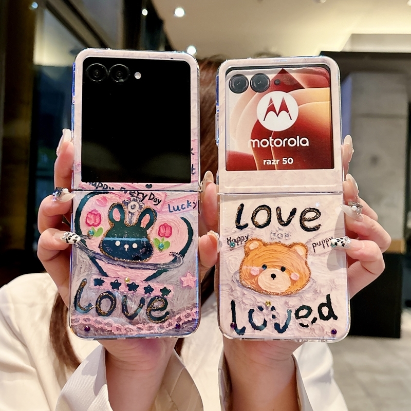 适moto摩托罗拉razr50手机壳联想2024折叠屏motorazr50ultra滴胶卡通raza保护套ulta可爱油画rarz50u蓝光外壳
