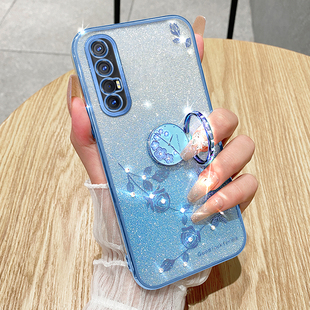 适用OPPORENO3Pro手机壳5G水钻pcrmoo电镀闪粉oppo渐变reno3p0r的0pp0ren03pr0女款PCRM00保护套poopreno3por