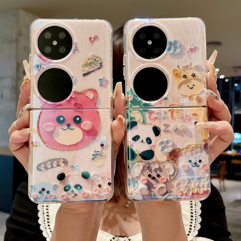 适用华为pocket2手机壳PocketS折叠屏新款p50宝盒pokect滴胶闪粉p0cket外壳子poket油画packet可爱pk2女款s小