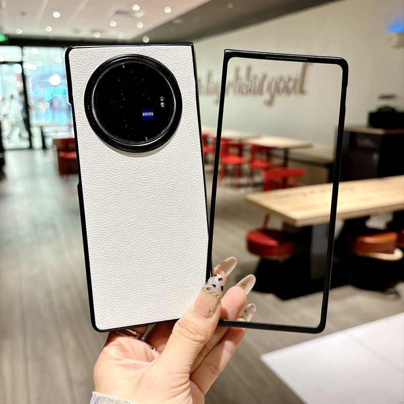适用vivoxfold3手机壳新款xfold3pro折叠屏保护套vivo x fold2白色荔枝纹vivofold简约vivoxflod+外壳xflod十