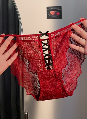 「HS」绯蕾丝语*性感蕾丝女士红色本命年内裤女生2026新款三角裤