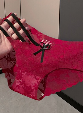 「HS」娇艳玫瑰*性感蕾丝法式纯欲舒适内裤女红色本命年2026新款