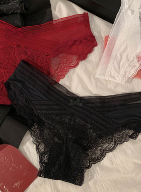 「HS」暧昧V腰*性感勾人蕾丝红色内裤女本命年2026新款透气三角裤