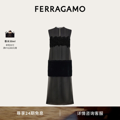 【礼物】FERRAGAMO菲拉格慕女士嵌饰细节直筒连衣裙