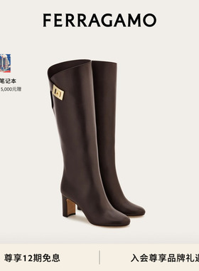 【新年礼物】FERRAGAMO菲拉格慕女士Hug扣饰及膝靴