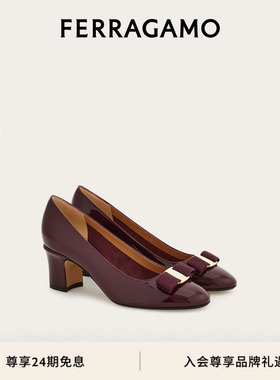 【24期免息】FERRAGAMO菲拉格慕女士Vara蝴蝶结粗跟高跟鞋婚鞋