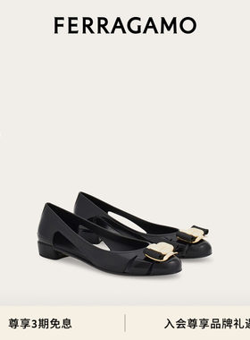 【3期免息】FERRAGAMO菲拉格慕女士Vara蝴蝶结果冻芭蕾平底鞋