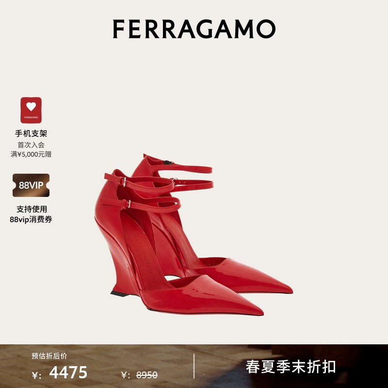 【季末折扣】FERRAGAMO菲拉格慕女士异形鞋跟凉鞋婚鞋