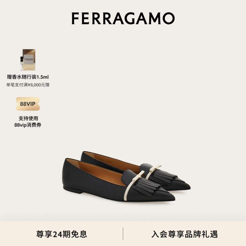 【礼物】 FERRAGAMO菲拉格慕女士迷你蝴蝶结芭蕾舞平底鞋