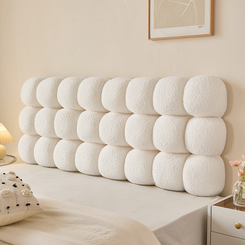 小雪球床头软包靠背垫2025新款榻榻米奶油风卧室无床头护腰大靠枕,居家布艺,床头靠垫,淘宝优惠券,粉丝福利购,淘宝优惠卷