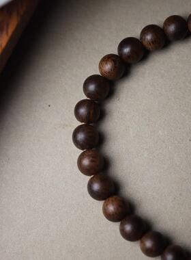 2026天然绿棋楠沉香搭绿松葫芦款圆珠单圈手串手腕留香木奶香文玩