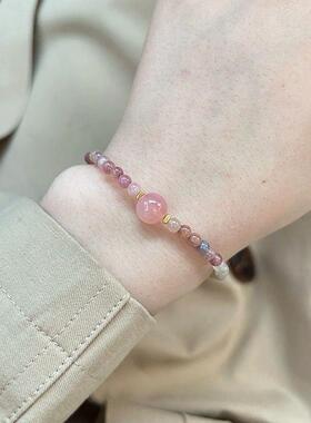 2026新款粉色碧玺水晶手串手链小众设计新中式手串高级感国风闺蜜