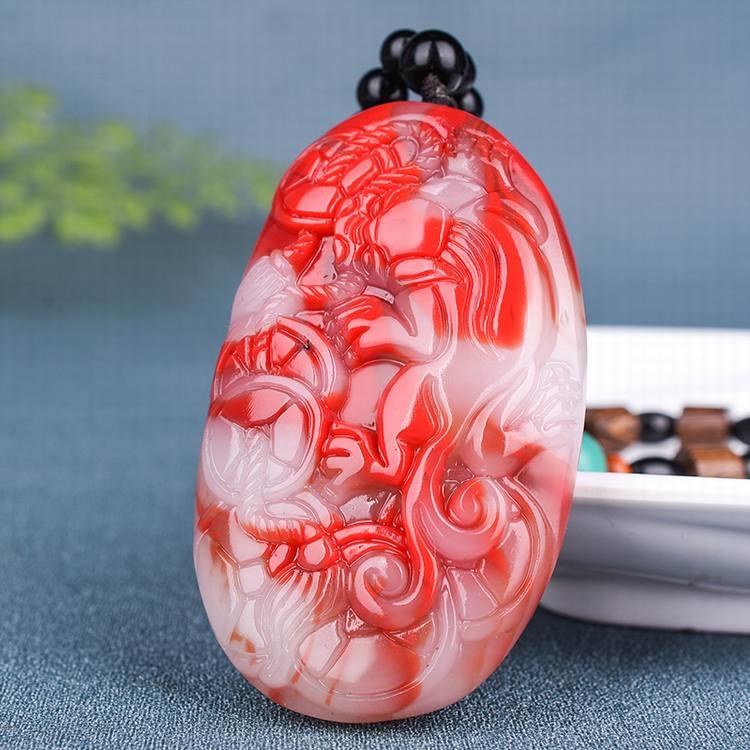 2026天然新疆和田玉鸡血玉籽料貔貅手把件招财护主貔貅把玩件玉石