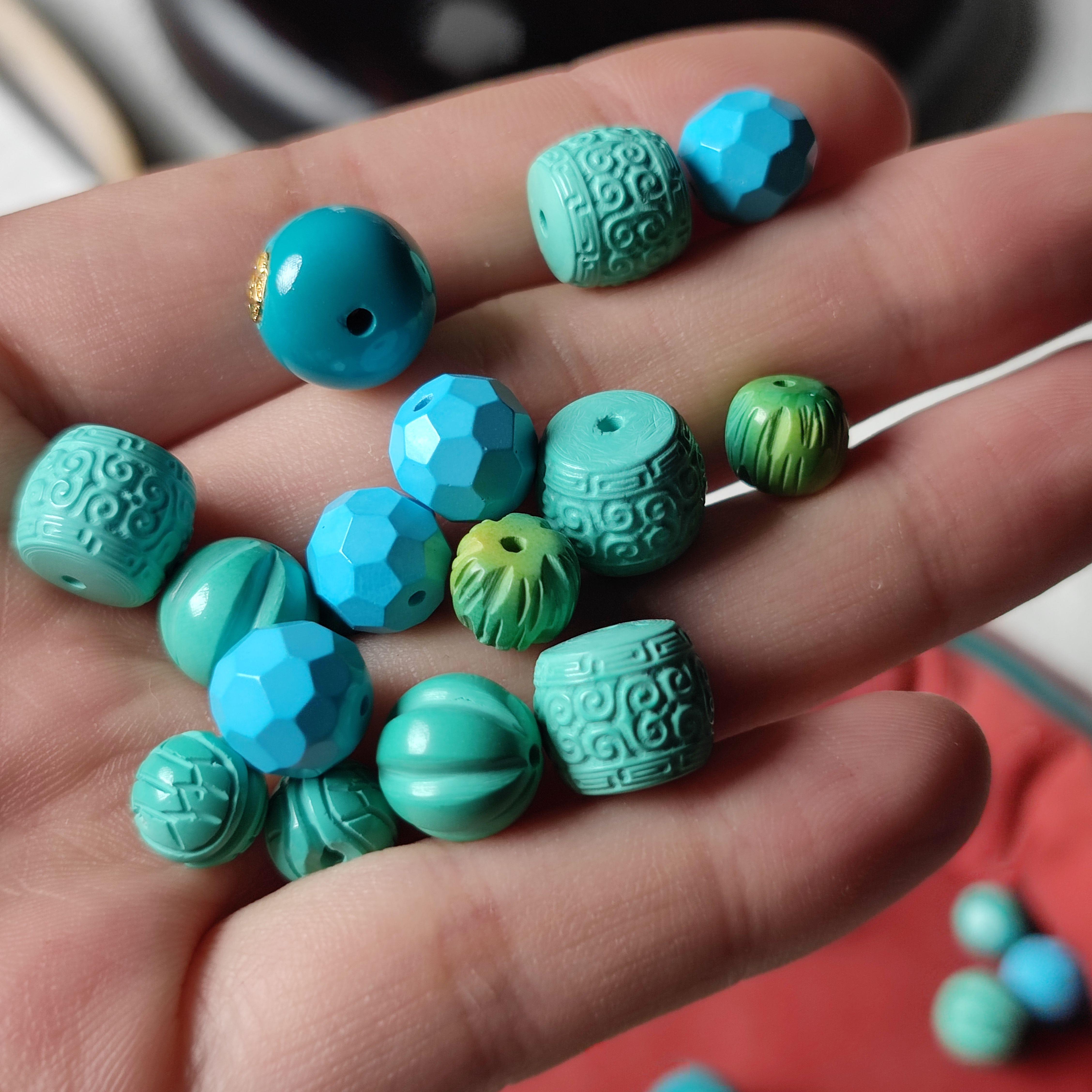 2026菱镁矿绿松石散珠老型回纹挂瓜珠百香籽雕刻手串隔珠diy配饰