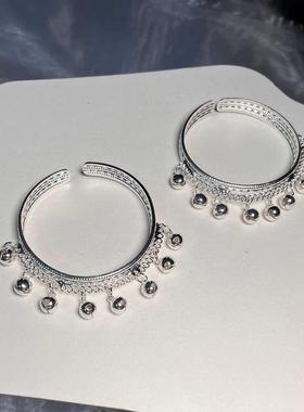 2026银饰手镯铃铛可调节镯子日常百搭首饰民族风配汉服旗袍厂家跨