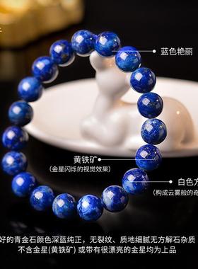 2026青金石手串女男阿富汗青晶石东海水晶玛瑙翡翠玉石散珠子蓝色