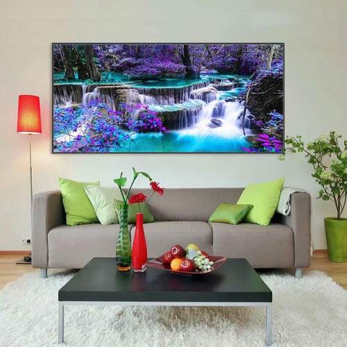 2026新款十字绣风景系列山水瀑布5D魔方钻石画客厅卧室装饰画厂家