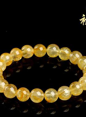 2026鸿初珠宝 天然黄托帕石圆珠手链 黄色宝石托帕石散珠手串 厂