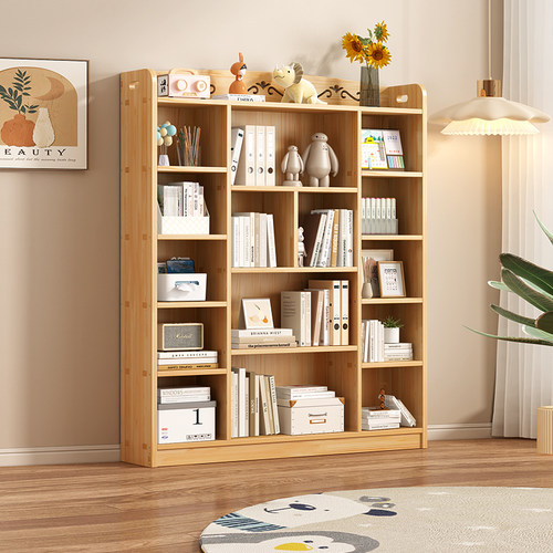 松木置物书架实木环保带门书柜