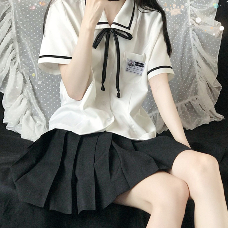 短袖白衬衫校服jk制服裙套装女短上衣夏季泰国学院风学生班服