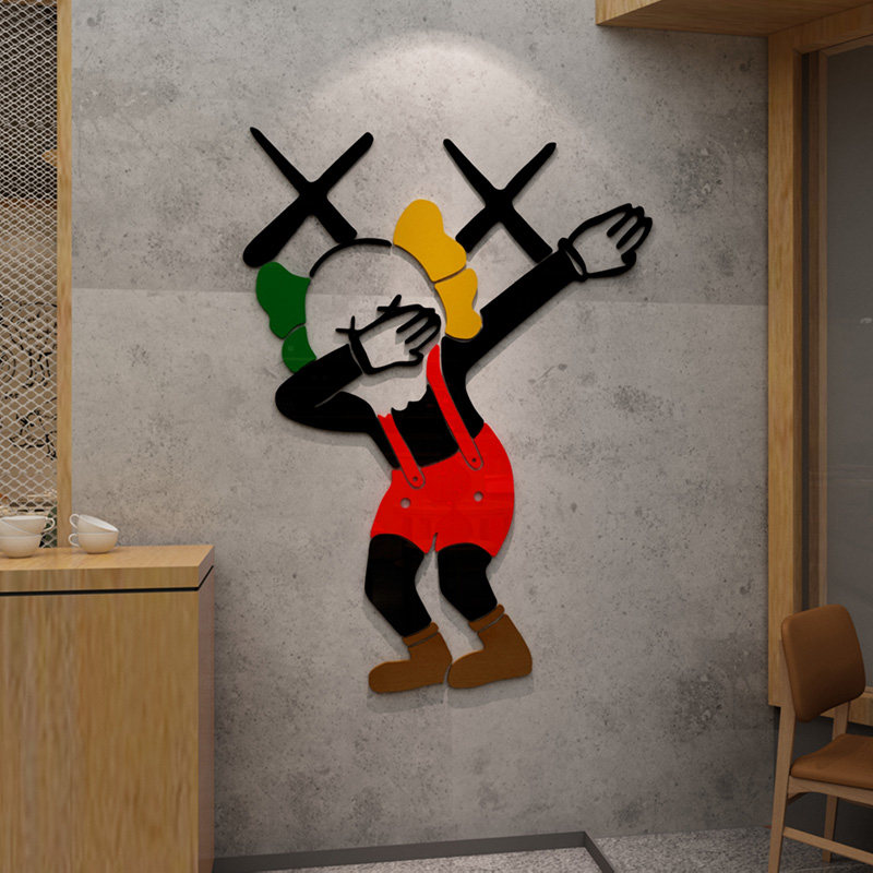创意餐厅饭店kaws贴纸贴画芝麻街潮流店铺装修布置装饰3d立体墙贴