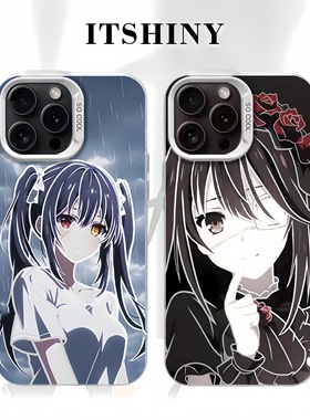 二次元手机壳时崎狂三十香适用苹果16彩银iphone15保护套华为m60约会大作战小米14红米K70防摔iqoo13一加ace5