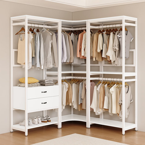 开 放式金属衣柜框架步入式衣帽间架子组装自制货架衣柜钢架结构