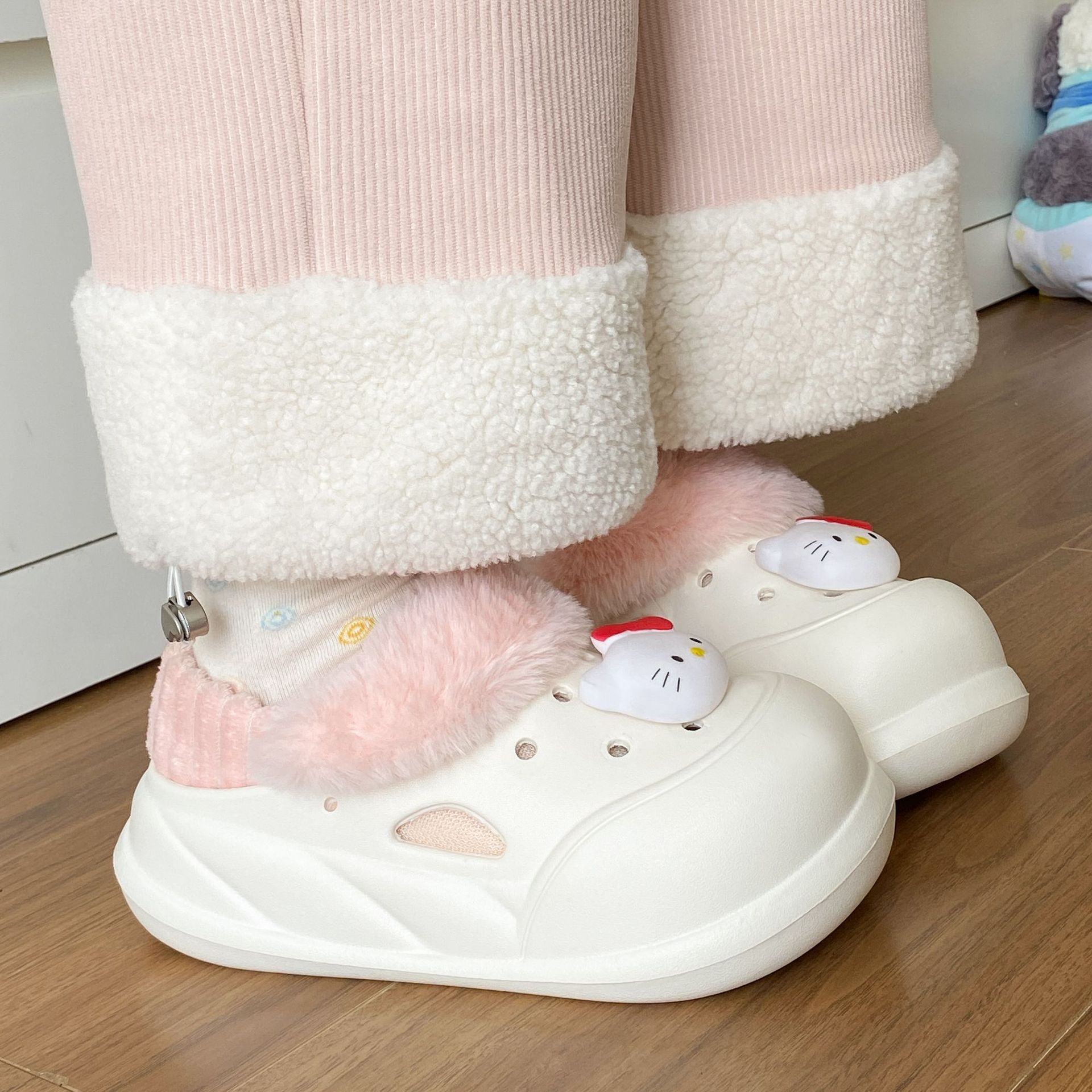 秋冬情侣保暖透气棉拖女鞋
