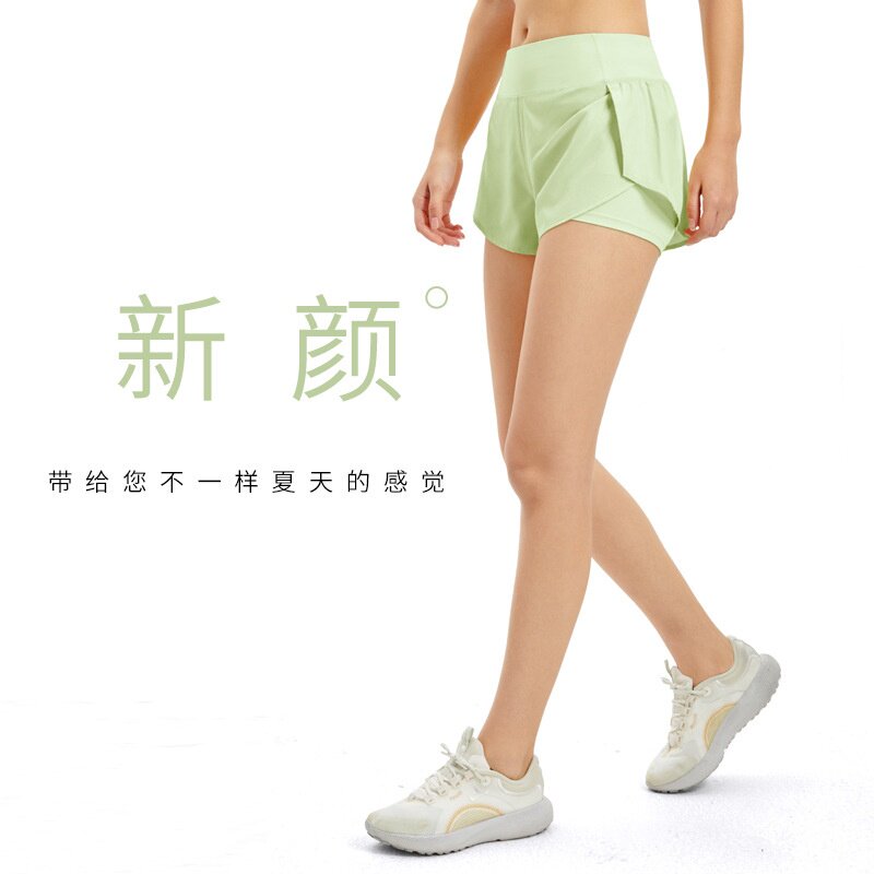 夏季速干运动短裤女假两件防走光轻薄透气外穿热裤跑步健身瑜伽裤