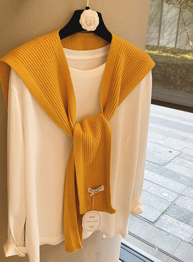 韩版复古红色外搭披肩女搭配衬衫针织小坎肩秋冬感穿搭配饰