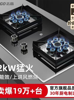 志高燃气灶猛火双灶煤气灶天然气大火台式嵌入式JZT-BZ灶液化气