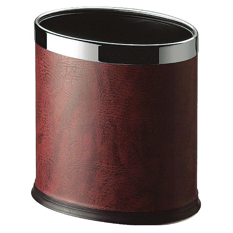GPX-45B无盖家用酒店卫生间房间黑色皮革垃圾筒椭圆形双层房间桶