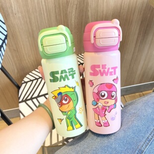 简约便携随手保温杯316食品级双饮弹跳男女生小学生专用便携水杯