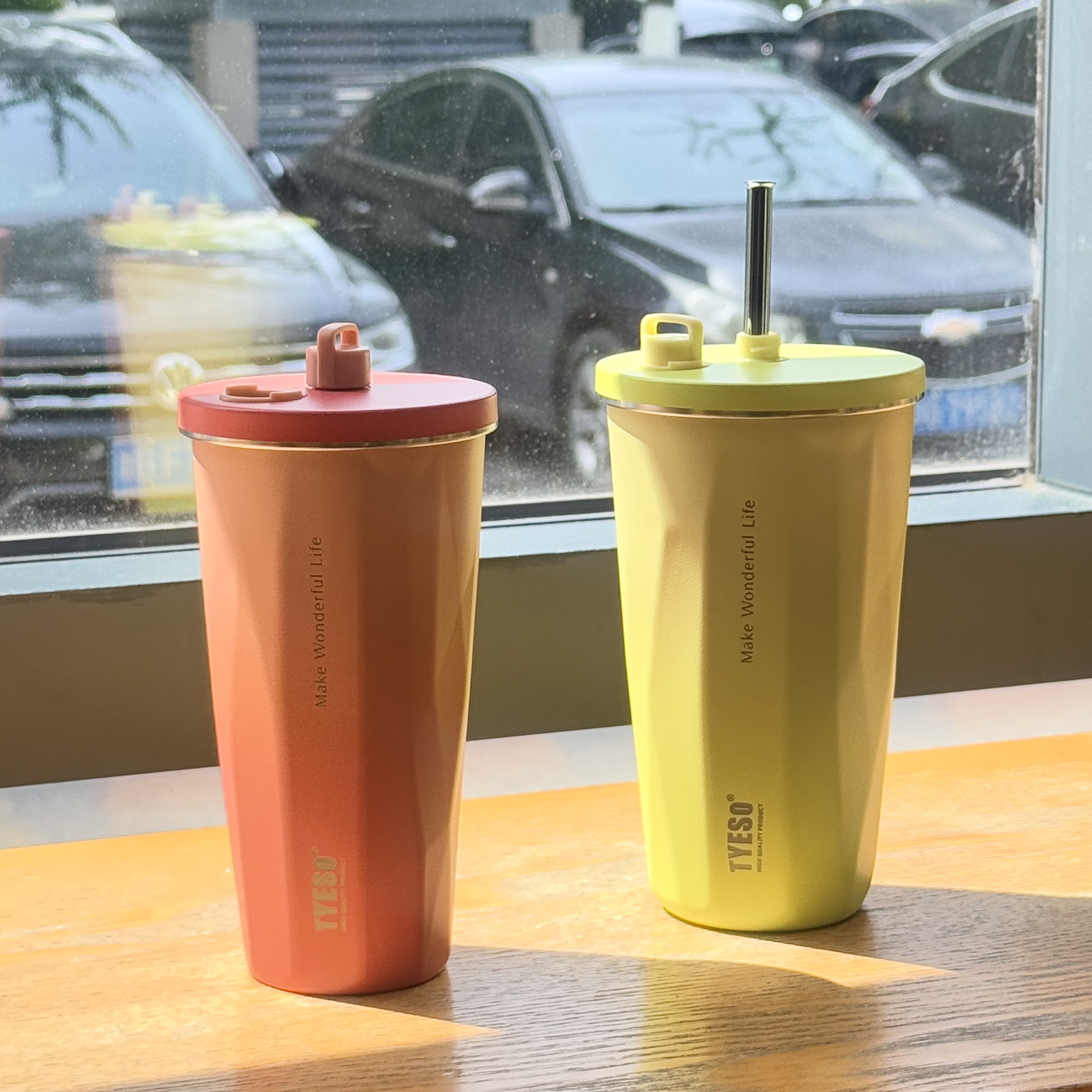 泰硕保温杯吸管水杯女2025新款高颜值不锈钢冰霸杯办公室咖啡杯子