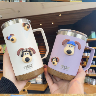 便携不锈钢马克杯保冷保温杯办公室大容量咖啡杯带把手杯子户外杯