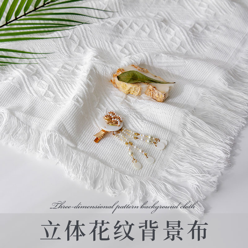 3d立体花纹背景布摄影直播桌布产品首饰美食烘焙手机拍摄专业拍照道具ins网红主播白色生日布置装饰简约清新