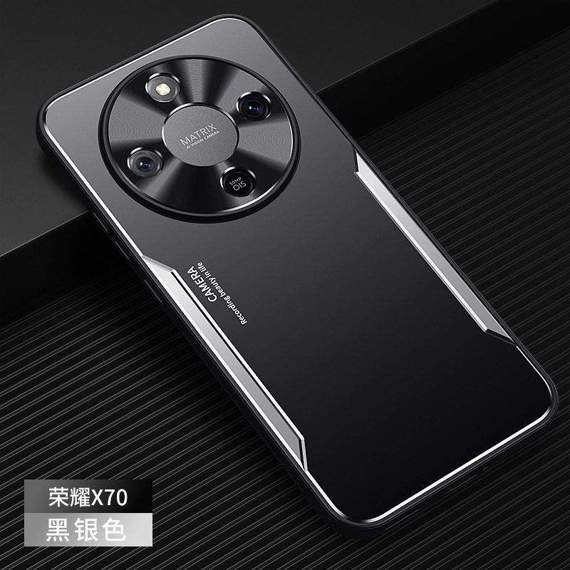 适用华为荣耀X70手机壳honorx60保护套新款金属磨砂男女镜头全包防摔后壳高级感背板高端商务奢华外壳5G曲屏