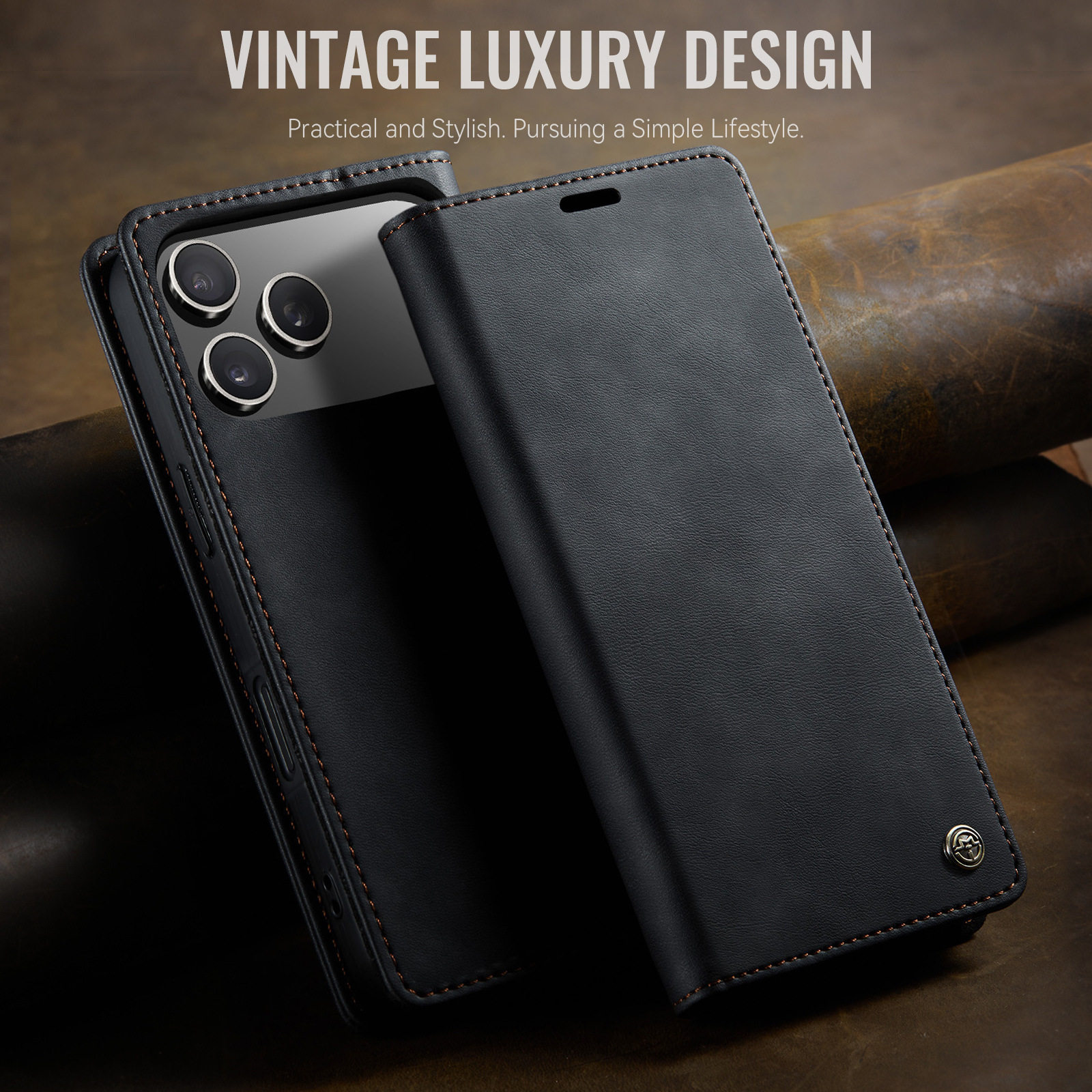 苹果17手机壳翻盖式插卡皮套iphone16pro全包边防摔14promax保护套磁吸16plus复古商务iPhone个性男外壳适用