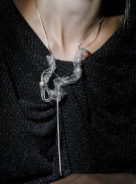 【新款】ATRIAL SENSING原创设计师款银色流苏项链气质高级毛衣链