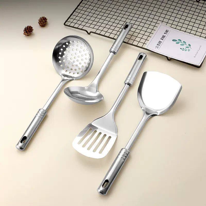 出口不锈钢锅铲汤勺煎铲漏勺分菜勺经典九珠柄烹饪勺铲套件厨房工