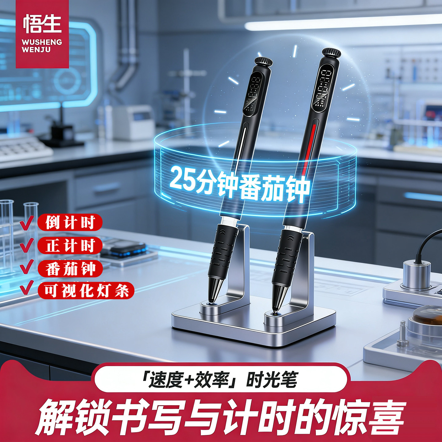 悟生时光笔黑科技中性笔小学生作业控时器打卡倒计时器初高中考试大学考研专用刷题笔速干高端创意办公签字笔