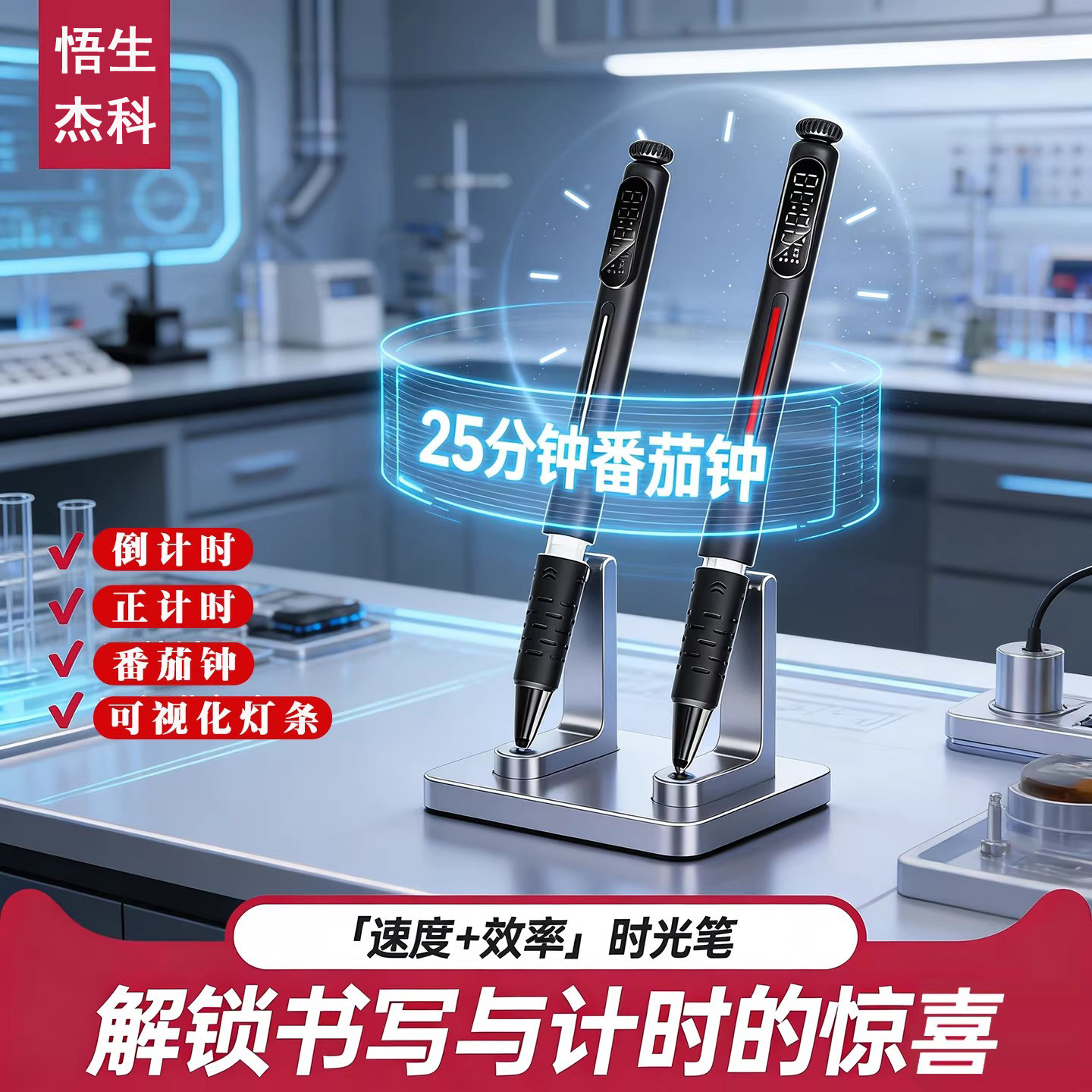 悟生时光笔黑科技中性笔小学生作业控时器打卡倒计时器初高中考试大学